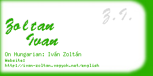 zoltan ivan business card